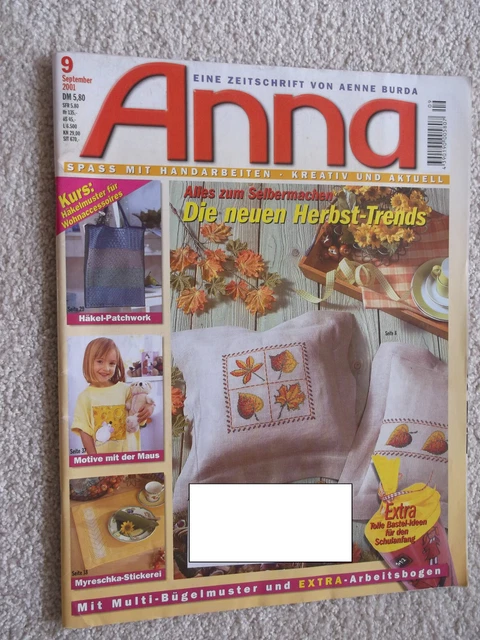 Anna; Burda - Spass an Handarbeiten; Heft 9/2001; komplett;  Kunststricken u.a.