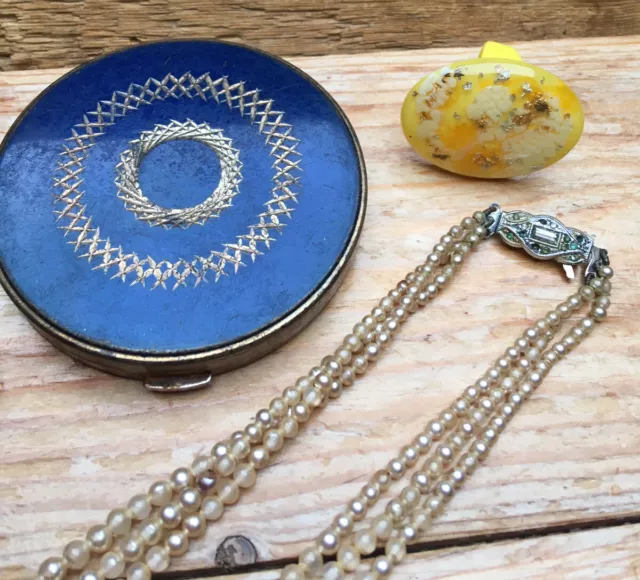 Lot de job de bijoux costumes vintage/compacts/pour artisanat/upcycle/utilisation de projet 2