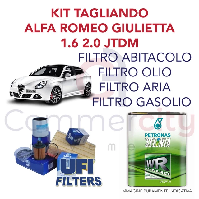 KIT TAGLIANDO ALFA ROMEO GIULIETTA 1.6 JTDM 5L SELENIA 0W30 4