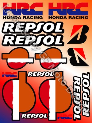 HRC REPSOL HONDA Racing Moto Decalcomanie laminato 16 Adesivi Set CBR RR 