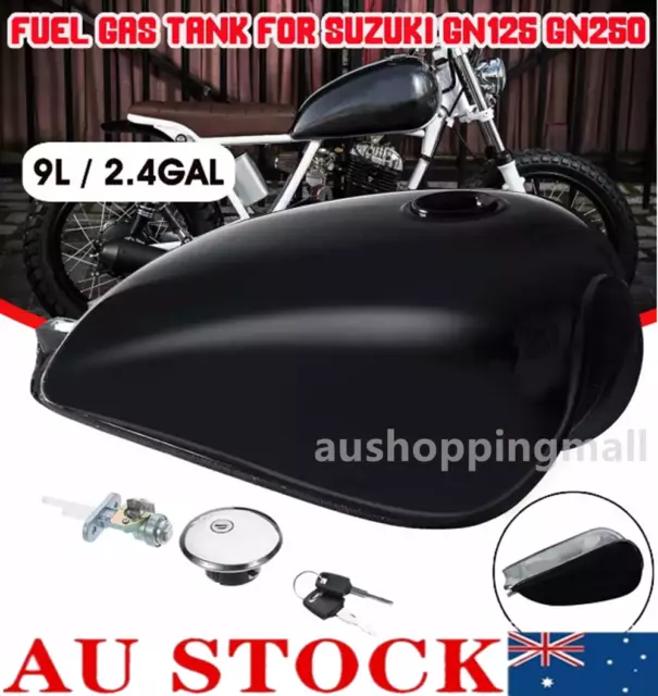 Motorcycle Petrol Fuel Gas Tank 9L 2.4 Gallon Fit For Suzuki CG125 Cafe Racer AU