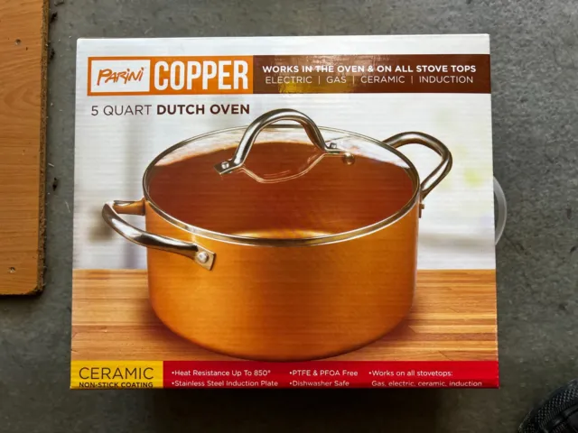 NIB - Parini Cookware 3.5 Quart Stainless Dutch Oven & Steamer with Glass  Lid