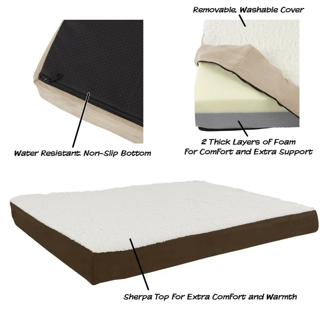 Orthopedic Dog Bed Memory Foam Cozy Sherpa 36 x 27 x 4 Washable Cover Large 3