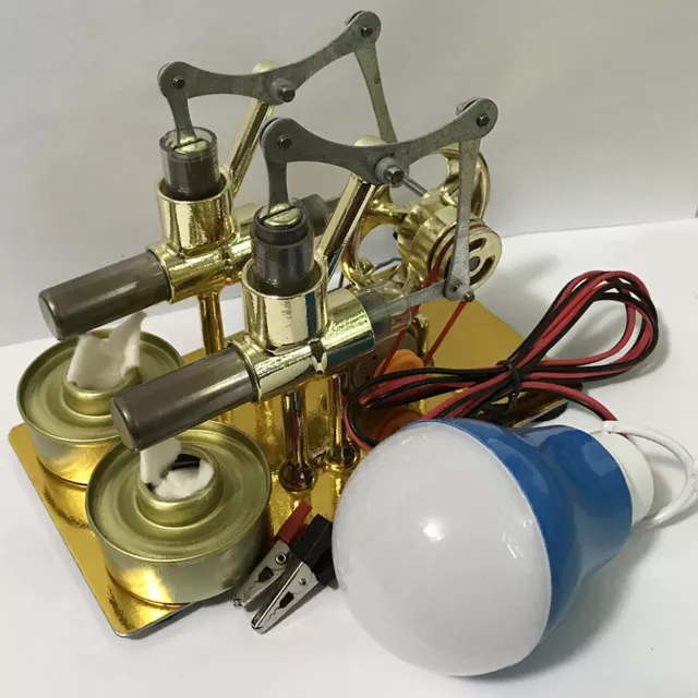 Hot air engine Stirling engine Generator Stream machine with 2 cylinders