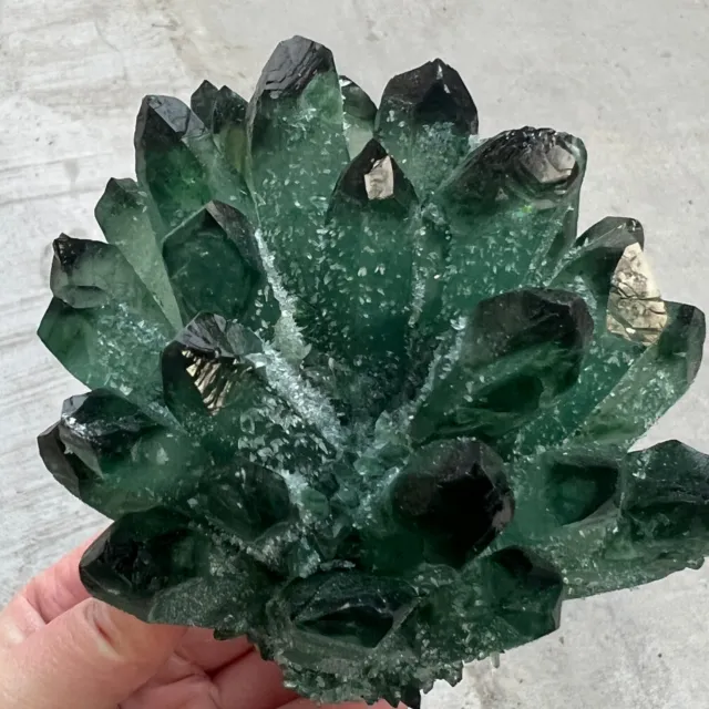 760g New Find green Phantom Quartz Crystal Cluster Mineral Specimen Healing314 4