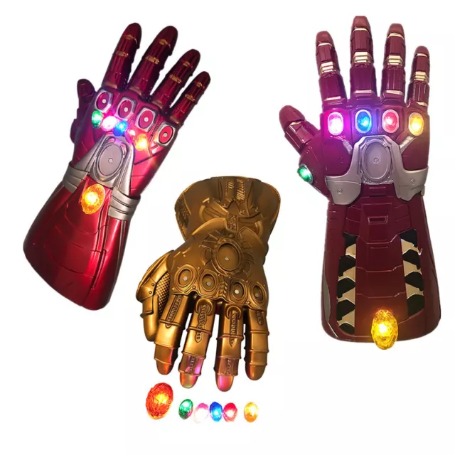 NEW Thanos Infinity Gauntlet Gloves Hulk LED Light Avengers Iron Man Cosplay PVC