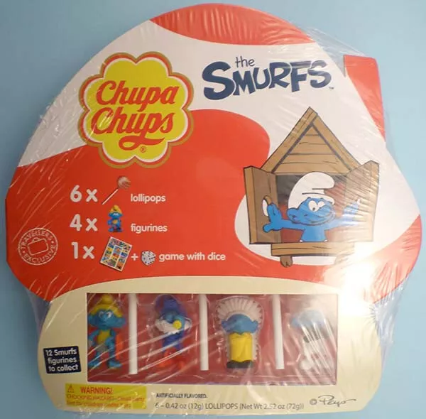 mini SMURF Chupa Chups PUFFO sealed box w/ 4 figure 2014 duty free exclusive 3/3