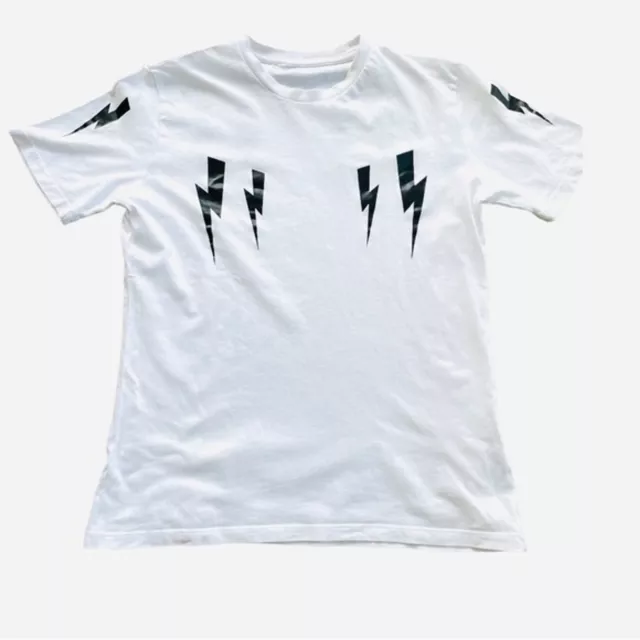 Neil Barrett boys t-shirt with lightning bolt print white size 14 Year Old New 2