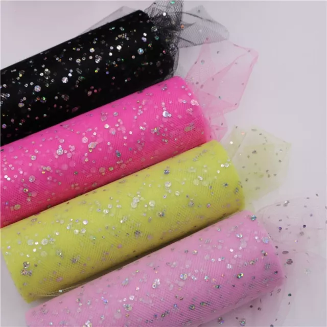 Glitter Sequin Tulle Roll Tulle Fabric 10 Yards 15cm Organza Laser Gauze