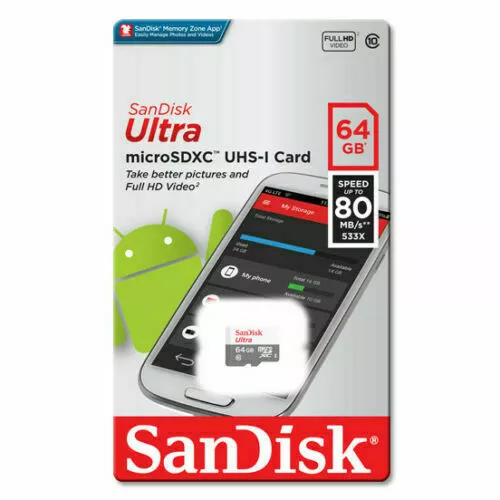 Sandisk Mobile Ultra 64GB Micro SD SDHC SDXC Class 10 Memory Card 80MB/s