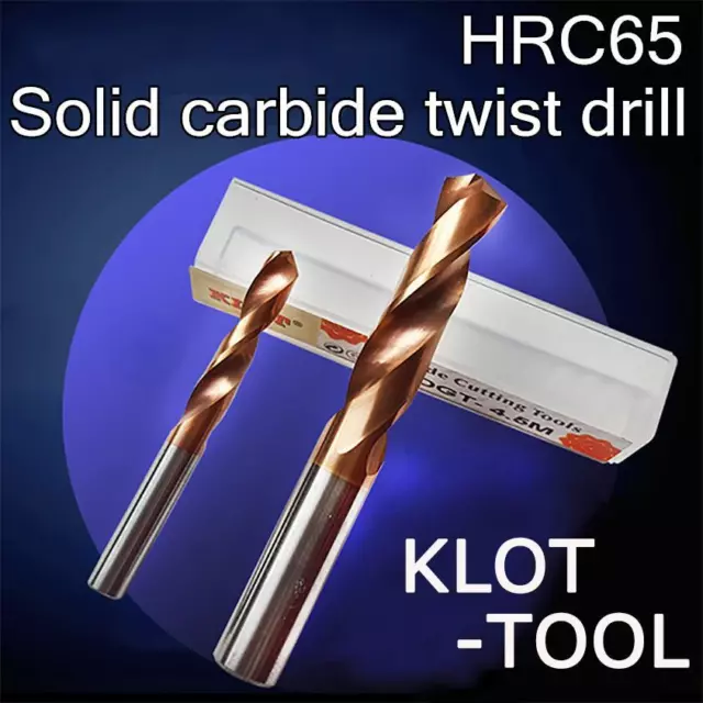 KLOT HRC65 AlTiN Coated Solid Carbide Drill Bit 1.0mm-4.0mm 2-Flute CNC Tungsten