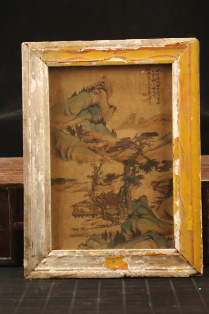 Chinese old wood frame Glass skin painting Hand-painted decorative painting 14