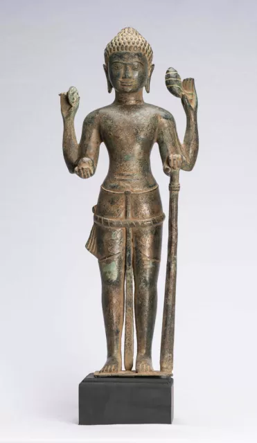 Antique Khmer Style Bronze Standing Vishnu Statue - Protector - 54cm/22"