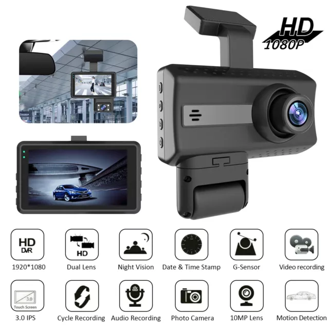 Dual Lens Car DVR Dash Cam Video Recorder G-Sensor 1080P Front and Rear Camera