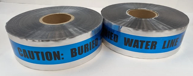 2 Detectable Tape Caution: Buried Water Line Below 5mil SD3105B52 3"x1000ft NEW