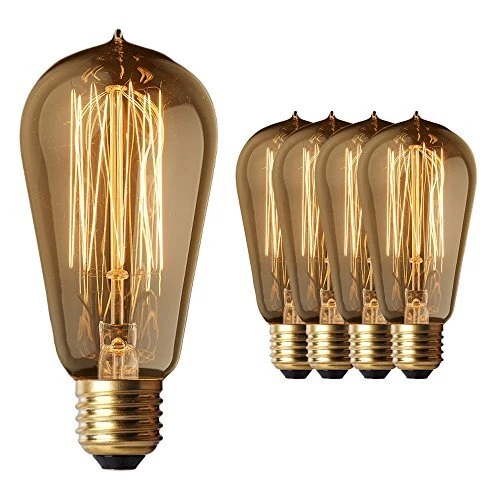 Vintage Edison Light Bulbs (4 Pack) - 60W Old Fashion Squirrel...