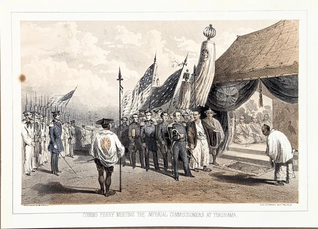 1856 Japan Commodore Perry Meeting the Imperial Commissioners Lithograph