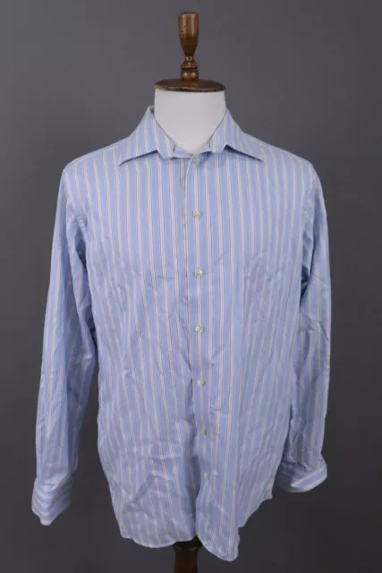 Eton Blue Striped Contemporary Fit Long Sleeve Button Down Shirt Size 43 / 17