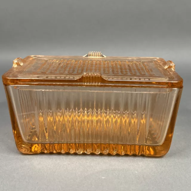 Federal Pink Depression Glass Ribbed Lidded Refrigerator Butter Dish