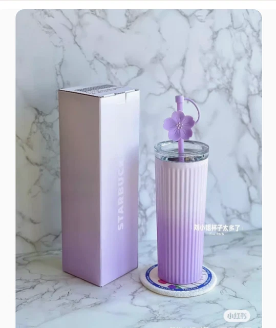 STARBUCKS 2024 SPRING Flower Purple Gradient Cherry Blossom Stripe SS