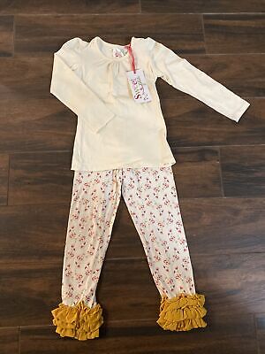 ❤️Sweet Honey Pea Girl Sz 4/6 Boutique Outfit Set Lot Top Ruffle Pants Leggings