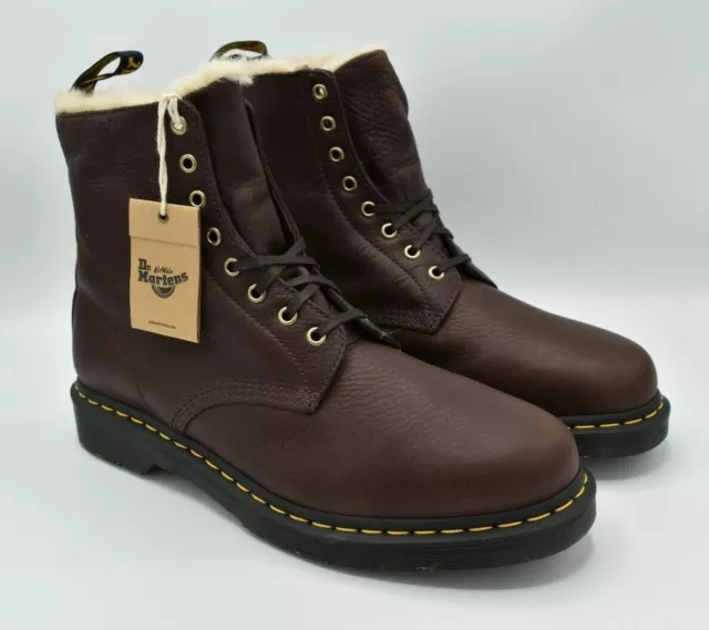 Dr Martens Mens Size 9 Ambassador 1460 Pascal FL Faux Fur Leather Combat Boots