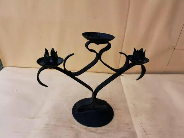 Antique Very Rare Old Hand Forged Wrought Candlestick Candle Holder Iron Metal
