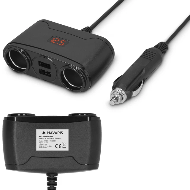 Adaptateur Allume-Cigare avec 2x prise USB - Convertisseur 12V / 24V vers 5V