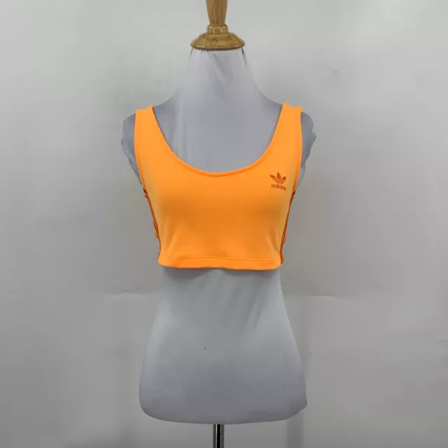 Adidas Originals New Crop Top Womens XS Extra Small Neon Orange Sleeveless Tank 2