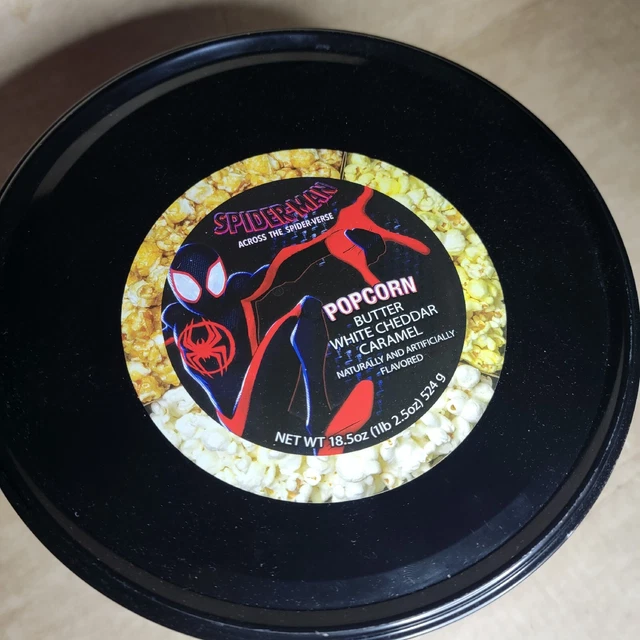 2023 SPIDERMAN ACROSS The Spiderverse Popcorn Bucket Tin & Popcorn. (NO