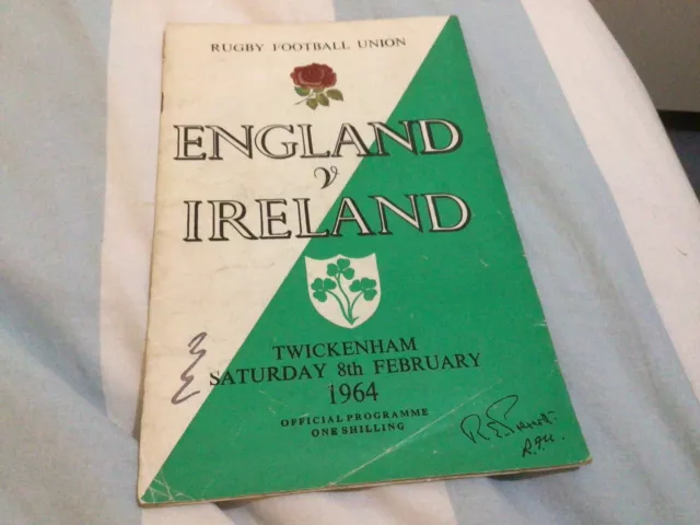 Rugby Union Programme - England v Ireland 1964