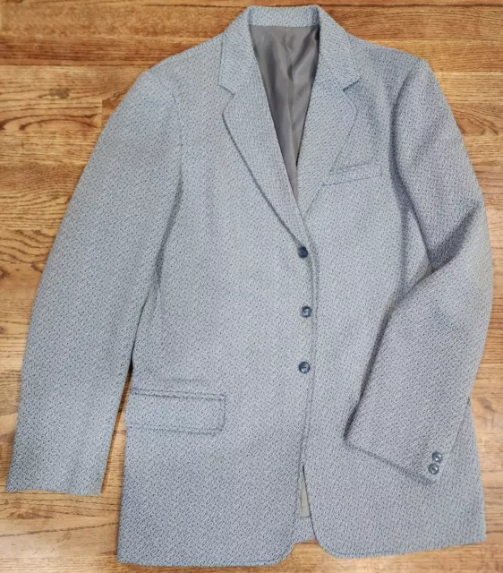 Vtg 60s 70s Sport Coat Jacket Polyester Leisure Suit Blazer Navy Blues Mens 44R