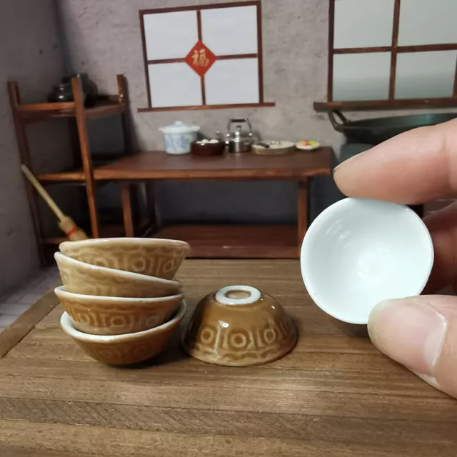 3x Dolls House Miniature 1:12 Scale Bowls Kitchen Ceramic Tableware Accessories