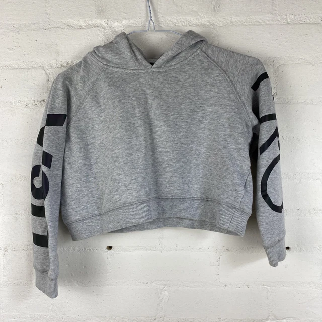 USA PRO Girls Cropped Hoodie Sweatshirt, Grey 9-10 years