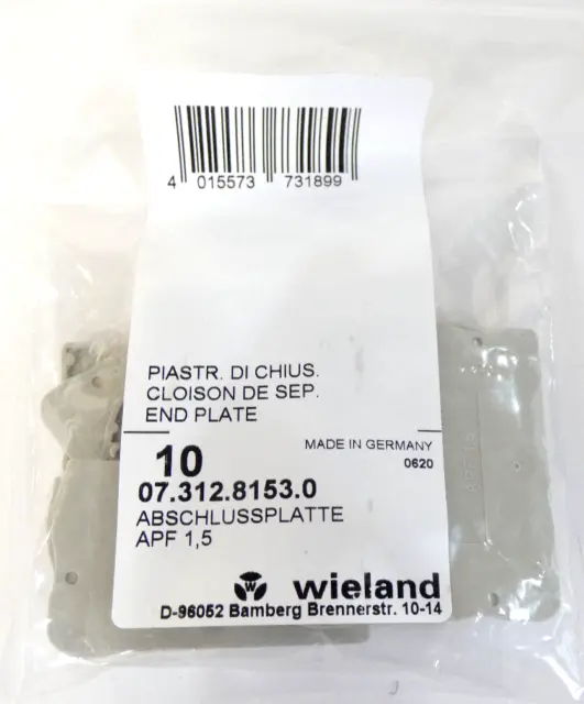 10 pezzi | Wieland 07.312.8153.0 | piastra di chiusura | APF 1,5 | grigio 2