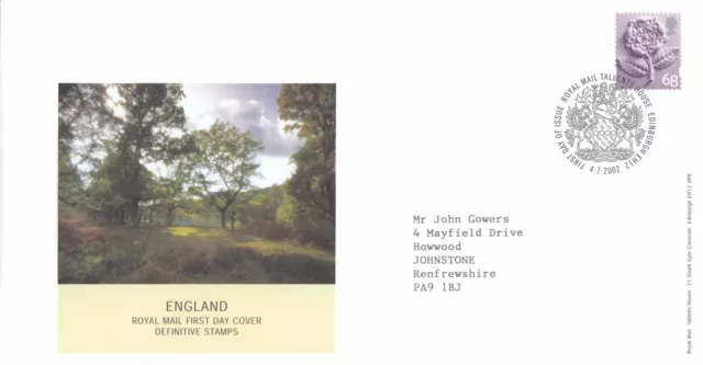 (106871) England 68p Definitive GB FDC Tallents 2002