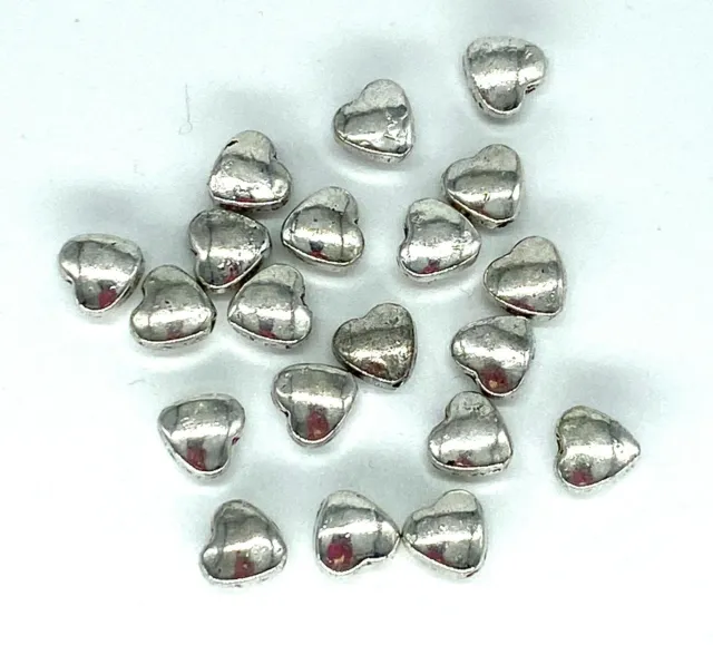 Heart 8  mm Lead free Pewter beads Silver 10 Pcs
