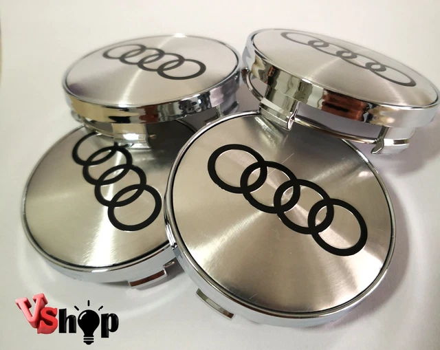 4 Copricerchi In Lega Audi 60 Mm Argento - Con Logo Originale - Foto 4