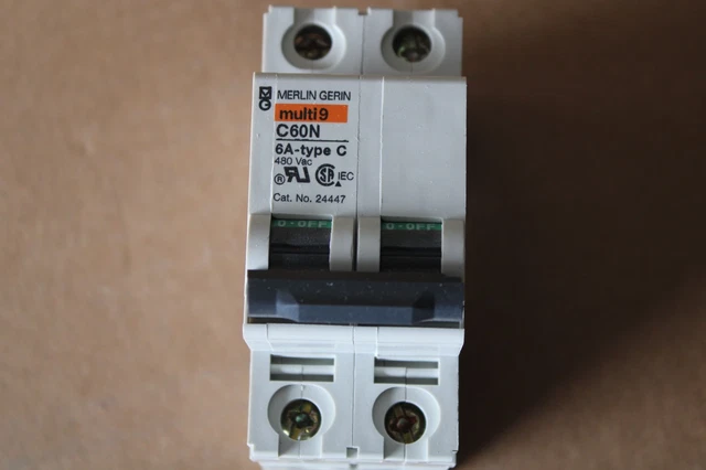 Merlin Gerin, Multi9 C60N, 2 Pole Circuit Breaker, 6 AMP Merlin Gerin, Multi9 C60N, 2 Pole Circuit Breaker, 6 AMP
