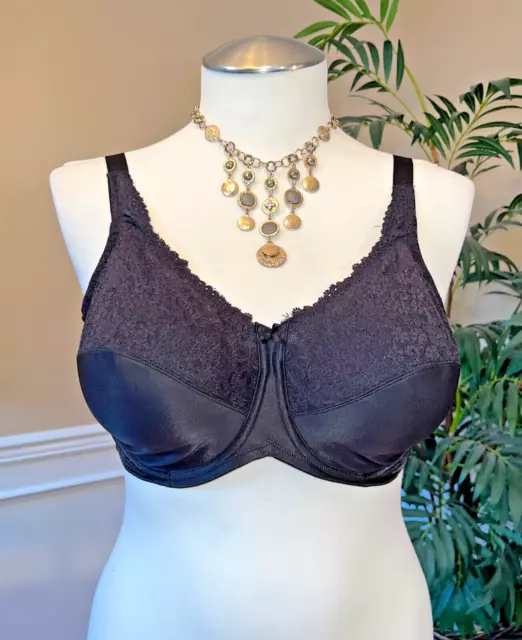 Lilyette Comfort Lace Full Coverage Underwire Minimizer Bra #0428 Black Sz 38DDD