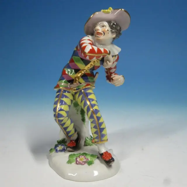 Meissen Crossed Swords - Porcelain Jester Harlequin Figurine - 259 - 7 inches