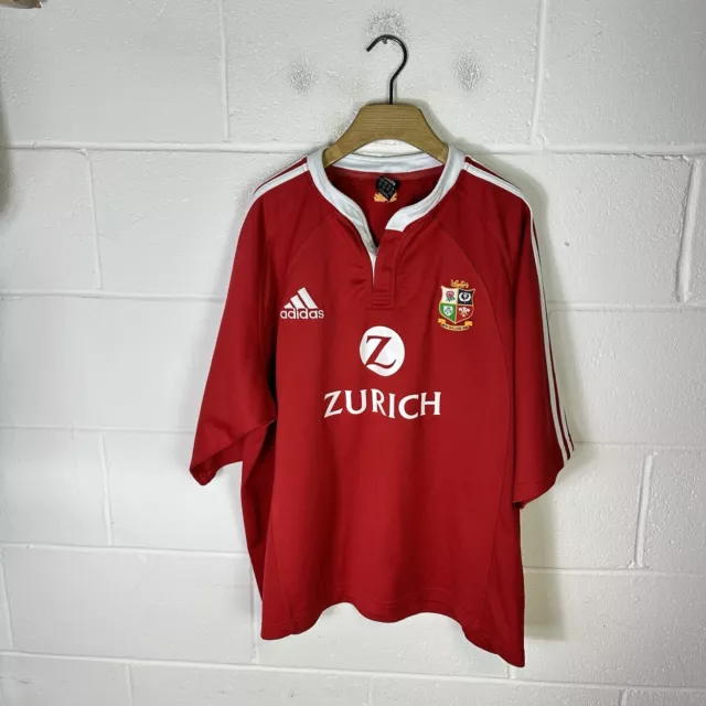 Adidas British Lions Rugby Shirt Mens 2XL XXL Red 2005 New Zealand Zurich Union