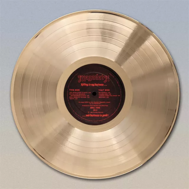 Megadeth "Killing Is My Business" Gold LP Record wall art