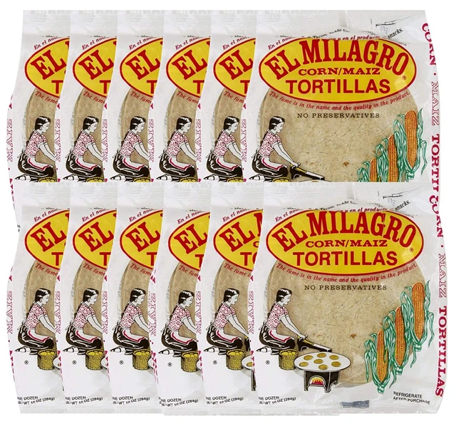 EL MILAGRO CLASSIC Corn Maiz Natural Soft Tortillas for Tacos 12 Pack