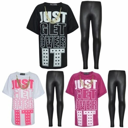 Top Bambina di Design Just Get Sopra It T Shirt & Moda Set Leggings 7-13 Anni