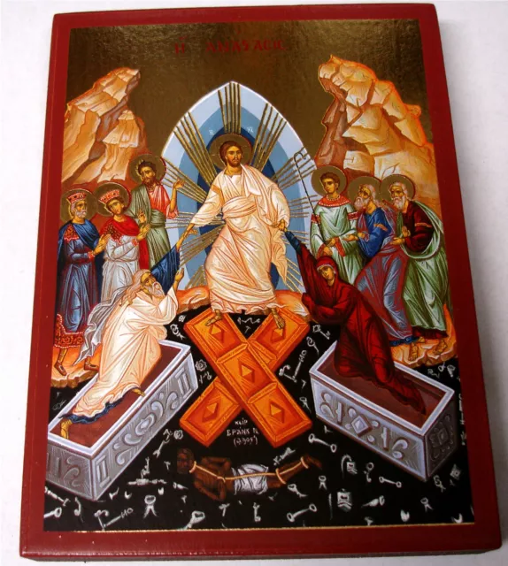 JESUS AUFERSTEHUNG Ostern Ikone Ikona Anastasis Icoon Resurection Icon byzantine