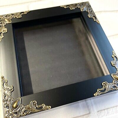 Black Deep Shadow Box Display Frame Ornate Baroque Style Corners 12.5cm x 12.5cm 2