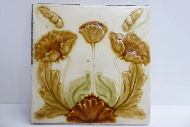 Antique Majolica Art Nouveau Tile