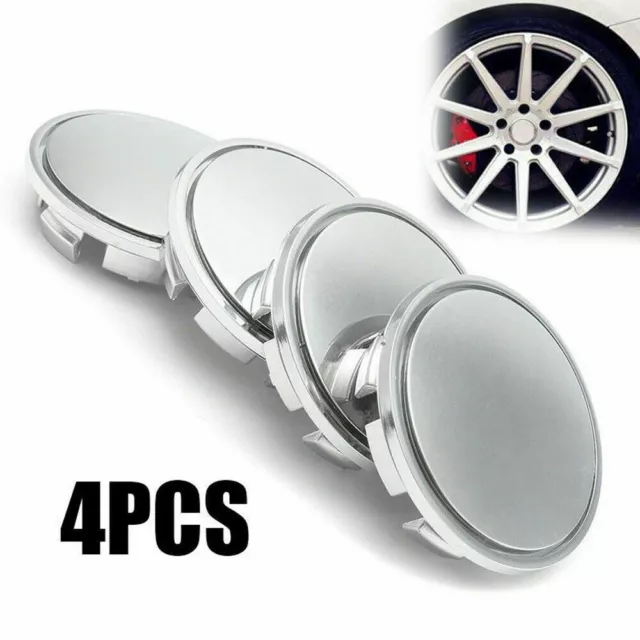 Chrome 65mm Wheel Center Hub Caps Cover Trims Car Accessories Silver Decor Parts