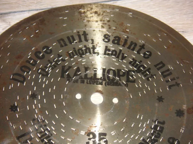Stille Nacht heilige Nacht Kalliope Platte 23,5cm antique music box disc 9 1/4"